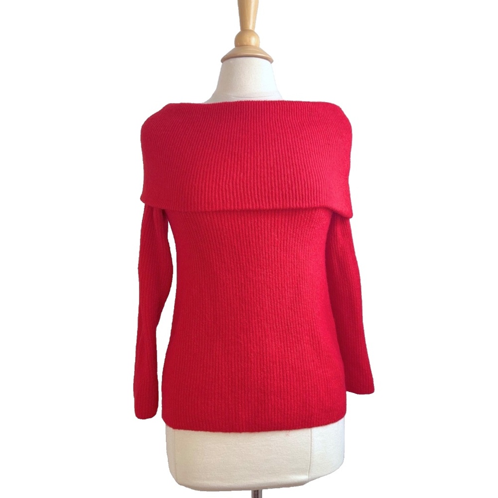 H&M Off-Shoulder Pullover Sweater Extra Small XS Red
